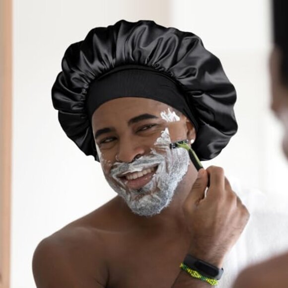 Double Layer Satin Sleep Bonnet for Curly Hair Protection Unisex Elegant - Picture 6 of 8